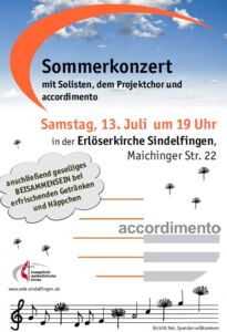 Plakat Sommerkonzert 2019 in der Erlöserkirche in Sindelfingen