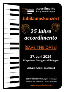 Flyer für Jubiläumskonzert "25 Jahre accordimento" am 27. Juni 2026